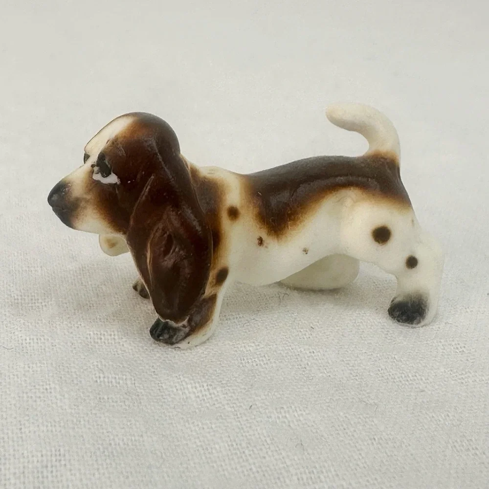 Vintage Baby Basset Hound Dog Miniature Bone China Ceramic 1.25